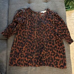 LOFT Leopard Print Blouse - Brown and Black